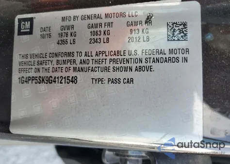 2016 Buick Verano z USA, uszkodzony, nr VIN 1G4PP5SK9G4121548
